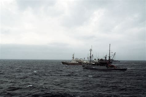 A Port View Of The Salvage Ship USS CONSERVER ARS 39 Approaching The