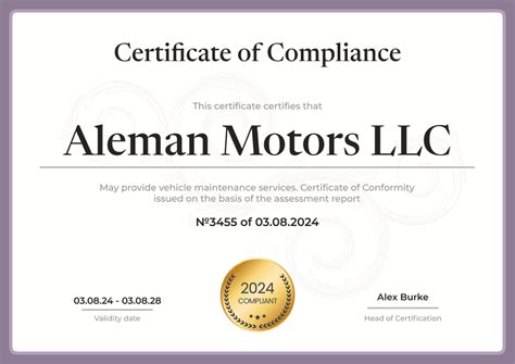 compliance certificate templates    certifier