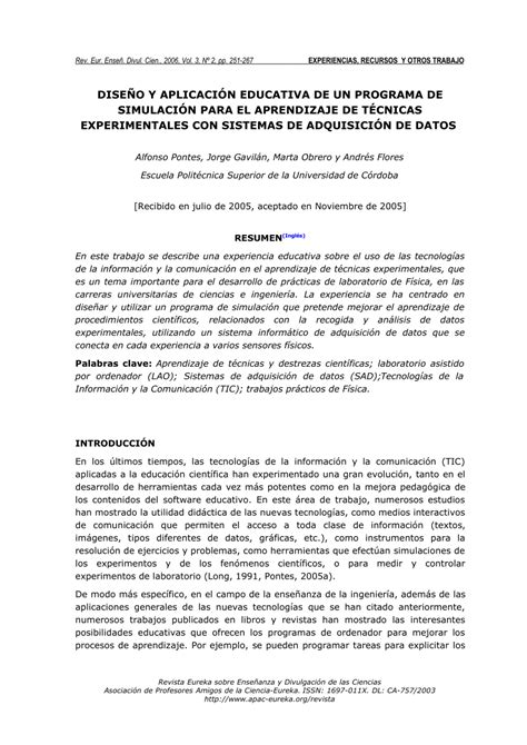 PDF Dise O Y Aplicaci N Educativa De Un Programa De Simulaci N Para