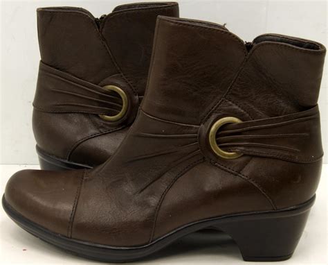 Clarks Bendables Ingalls Rosa Ruched Brown Leather Womens Ankle Boots Sz 7 N Boots