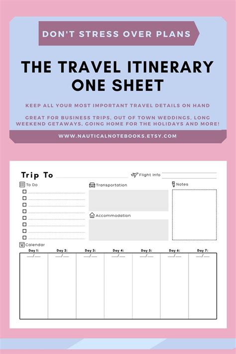 Fillable Itinerary Template Disney | Calendar Template Printable