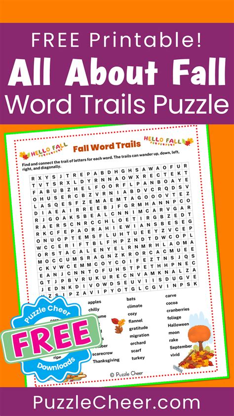 Fall Word Trails Puzzle Puzzle Cheer