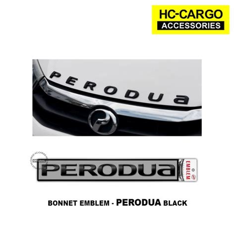 Perodua Proton Bonnet Wording Emblem Logo 3D Chrome Black Proton