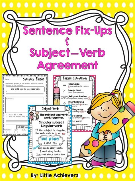 Subject Verb Agreement Worksheets With Anchor Chart Subject And Verb Subject Verb Agreement