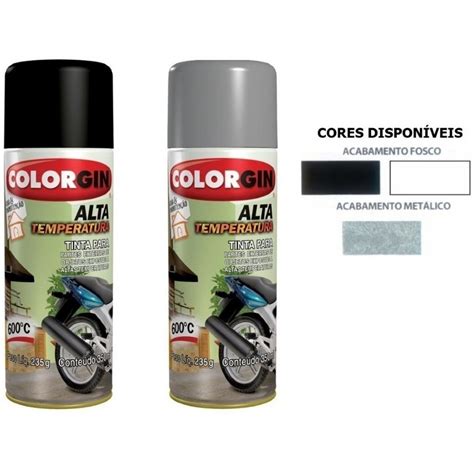 Kit 2 Sprays Alta Temperatura Colorgin 1 Preto 1 Aluminio