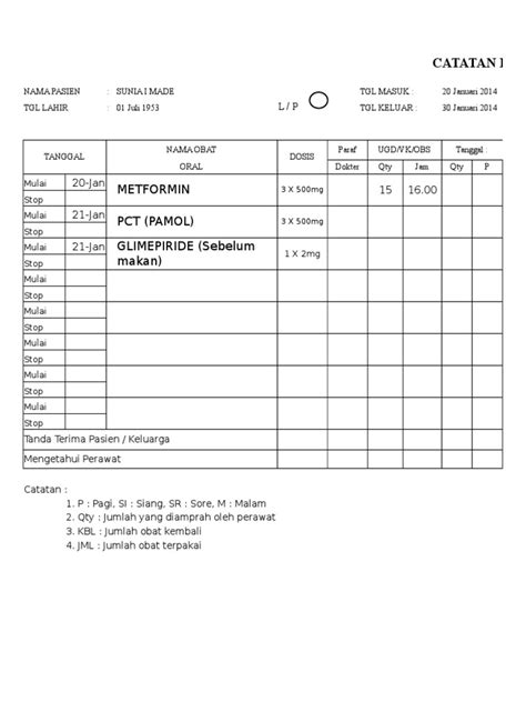 Pdf Catatan Pemberian Obat Dokumentips