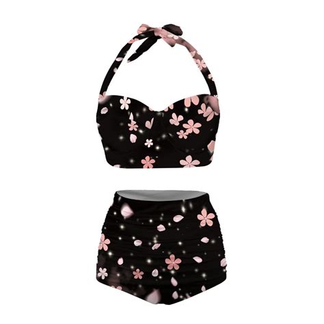 Netilgen Cherry Blossom Print Tankini Swimsuits For Women With Shortss Elastic Women Bikini
