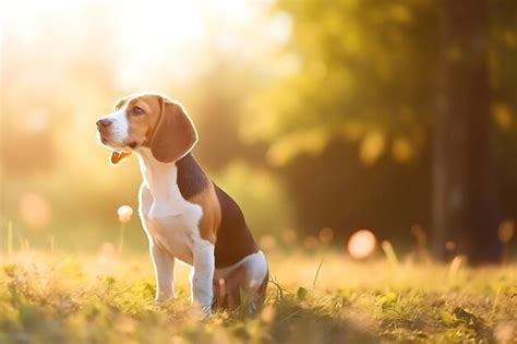 Premium AI Image | Cute Beagle Playing Outdoor And Copy Space