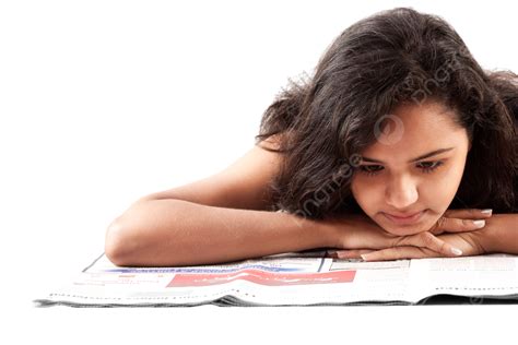 Indian Teen Enjoying Newspaper Intelligent Looking Happy Attractive