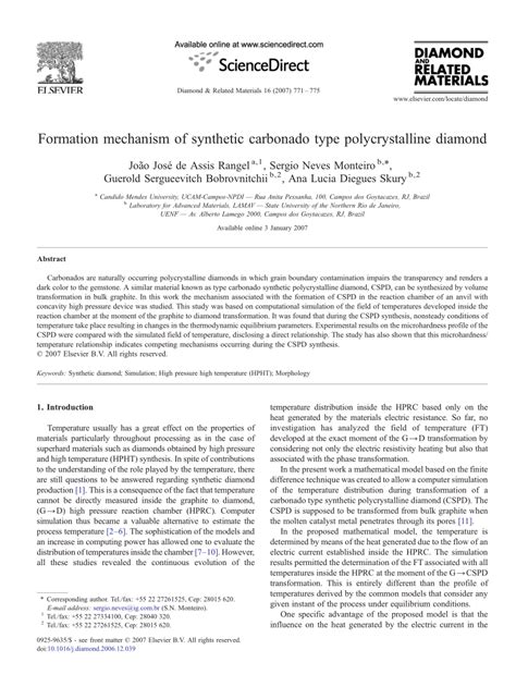 (PDF) Formation mechanism of synthetic carbonado type polycrystalline diamond