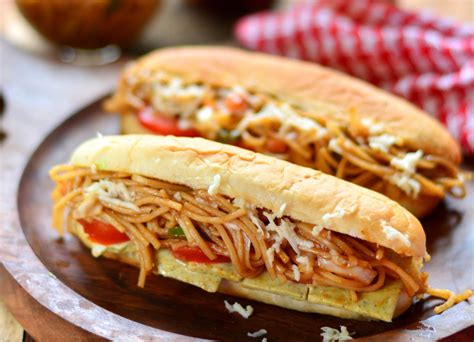 Schezwan Noodle Sandwich Recipe By Archanas Kitchen