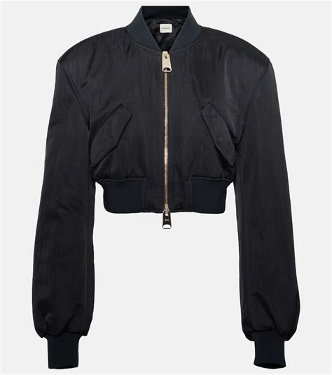 Khaite Reggie Oversized Satin Bomber Jacket Black Editorialist