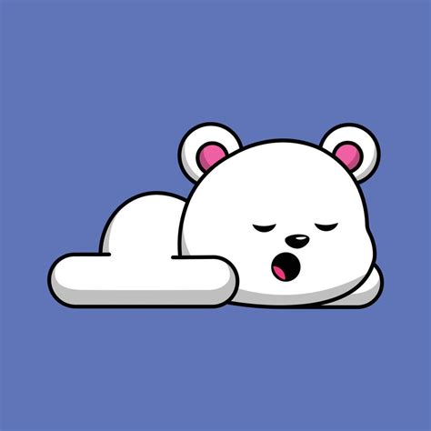 Cute Polar Bear Sleeping Cartoon Vector Icon Illustration Animal Icon