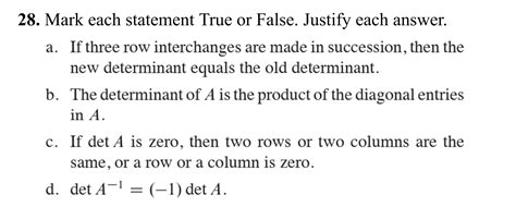 Solved Mark Each Statement True Or False Justify Each Chegg