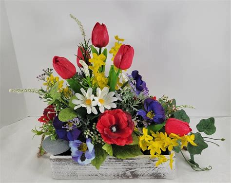 Spring Centerpiece Farmhouse Floral Arrangement Spring Table Decor