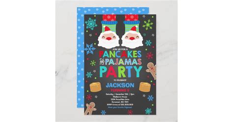 Christmas Pancakes And Pajamas Invitation Santa Zazzle