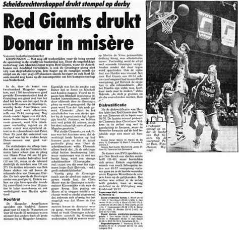 Krantartikel Red Giants drukt Donar in misère DonarMuseum Alles