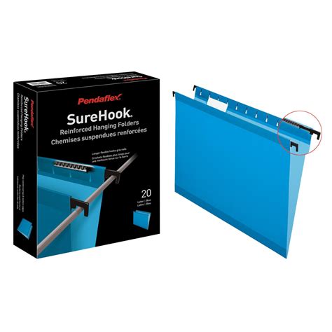 Pendaflex SureHook Letter-Size Hanging File Folders, Blue, Box of 20 | Grand & Toy