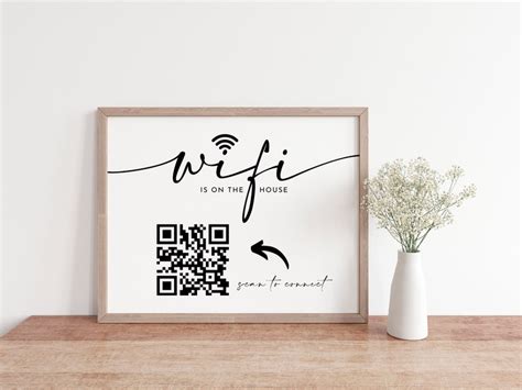 Wifi Sign QR Code Editable Wifi Sign Canva Template Etsy Canada