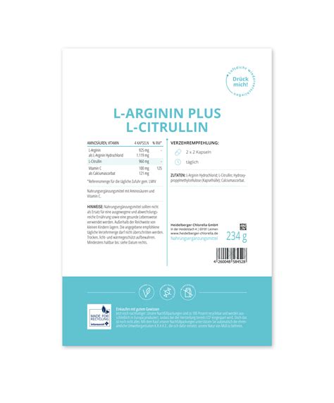 L Arginin Plus L Citrullin Kapseln Online Kaufen Heidelberger Chlorella