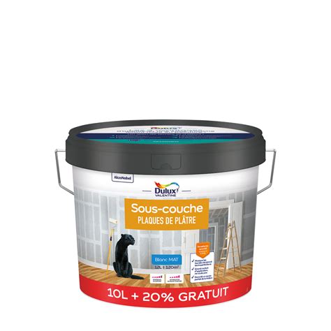 Sous couche plaque de plâtre DULUX VALENTINE blanc 10L 20 gratuit