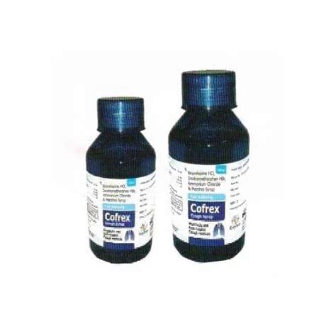 Cofrex Bromhexine Hydrochloride Syrup Bottle Size 60 Ml And 100 Ml At