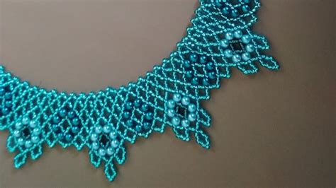 Necklace. Колье из бисера и бусин. Бисерная сетка. МК - YouTube