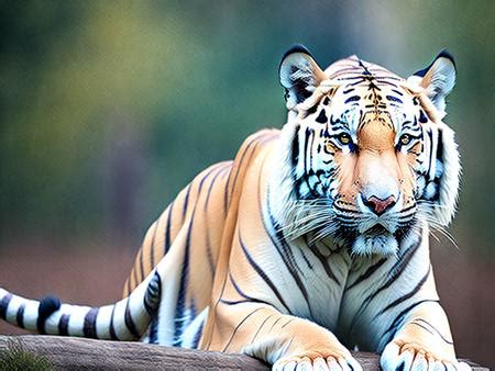 A White Tiger Laying On Top Of A Wooden Fence Image Design ID