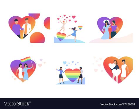 Gay And Lesbian Couples Set Royalty Free Vector Image