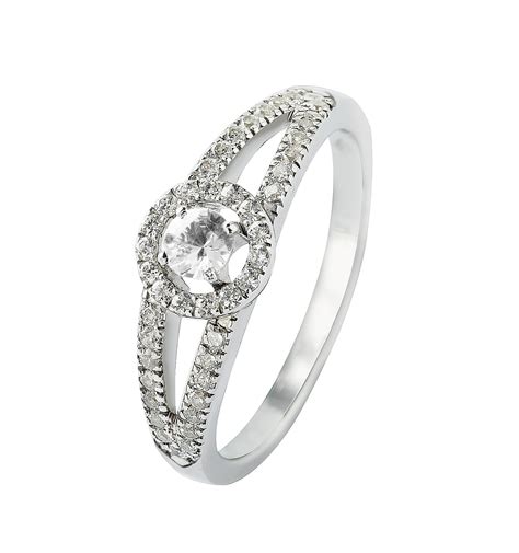 Bague Solitaire Diamant Accompagné Or Gris 750 7BSJ015WD 7BSJ015WD