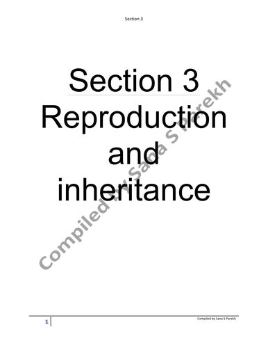 Biology Edexcel Igcse Section 3 Reproduction And Inheritance