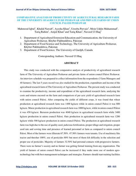 PDF COMPARATIVE ANALYSIS OF PRODUCTIVITY OF AGRICULTURAL RESEARCH