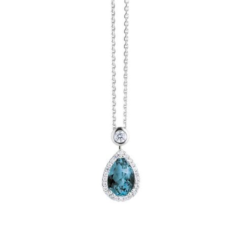 Capolavoro Wei Gold Collier Mit Blau Topas Und Brillanten Co Tol