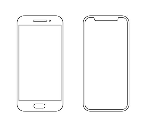 Smartphone Outline Icon Mobile Mockup Wireframe Front Line Vector