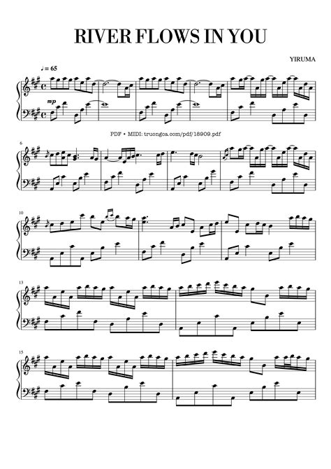 river flows in you sheet music piano printable 1