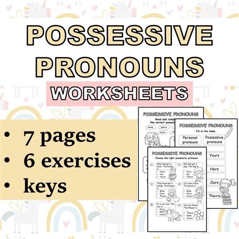 Possessive Pronouns English Esl Efl Printable Worksheet Activities In