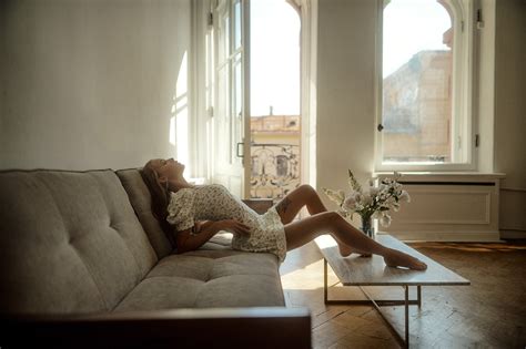 Maxim Gustarev, Angelina Kuznetsova, model, women, blonde, closed eyes