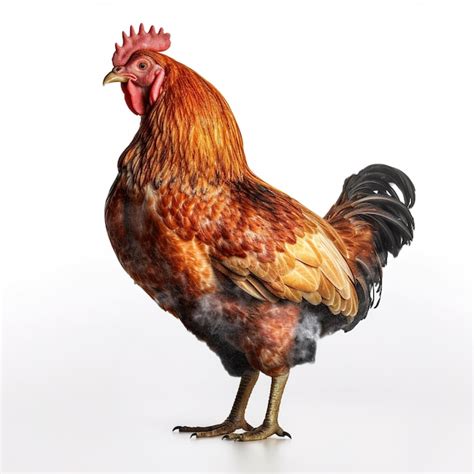 Premium AI Image | A red and white rooster with a red crest and a black ...