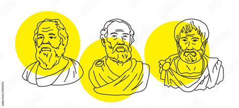 Set Vector Illustration Of Three Greek Philosophers From Athens