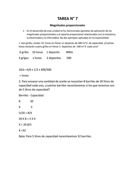 Tarea 7 Sdp TAREA N 7 Magnitudes Proporcionales En El Desarrollo