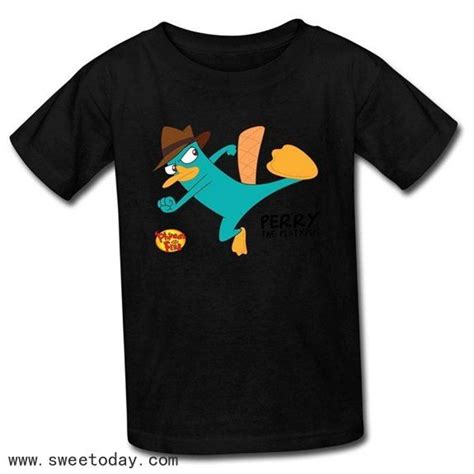 Cartoon Perry The Platypus Phineas And Ferb T Shirts Black In 2022