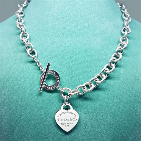 Tiffany & Co. - 17" Modern Style Please Return To Tiffany Sterling Silver Heart Tag Toggle ...