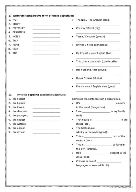 Comparatives And Superlatives Genera English Esl Worksheets Pdf And Doc