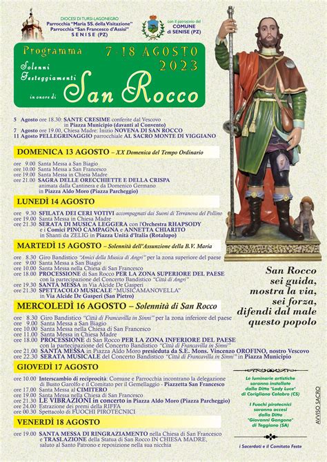 Senise Solenni Festeggiamenti In Onore Di San Rocco Agosto