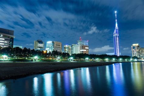 Premium Photo | Fukuoka city skyline at night