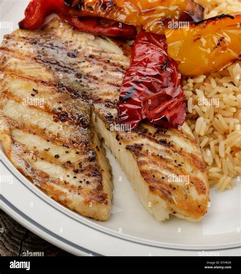 Grilled Fish Fillet With Rice