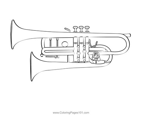 Trumpet Colouring Printable Music Worksheet Coloring Pages Drawing