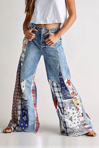 Boho Patchwork Flare Jeans Fall Outfits Women Clothes Women Jeans