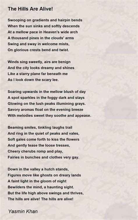 The Hills Are Alive! by Yasmin Khan - The Hills Are Alive! Poem