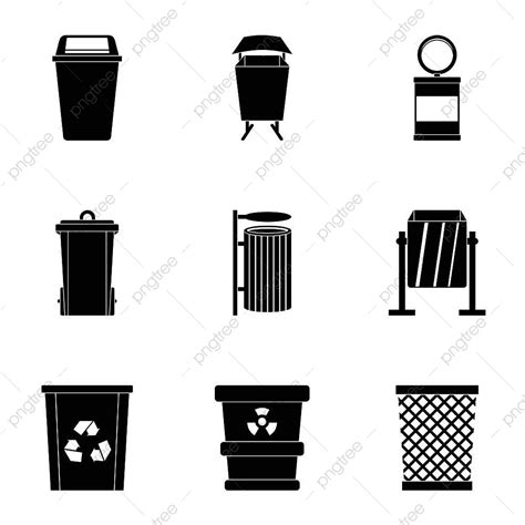 Gambar Kumpulan Ikon Tempat Sampah Menghapus Sampah Membuang Png Dan